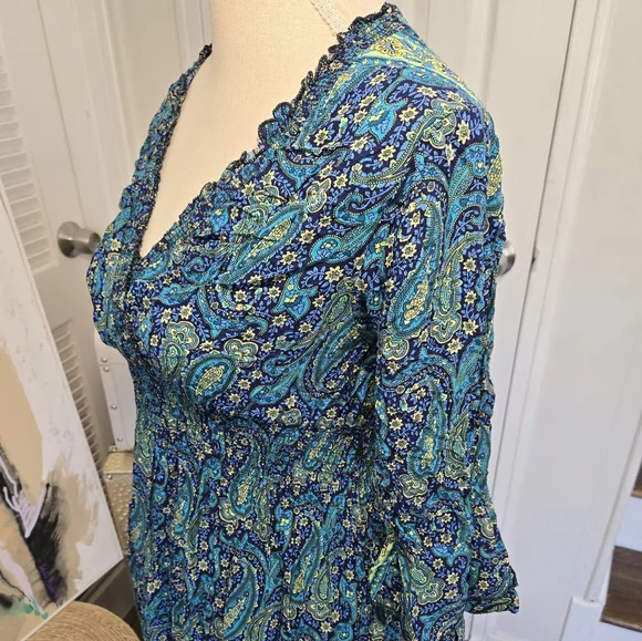 STUNNING BLUE & GREEN PAISLEY MAXI DRESS 💙💚 - Picture 5 of 11